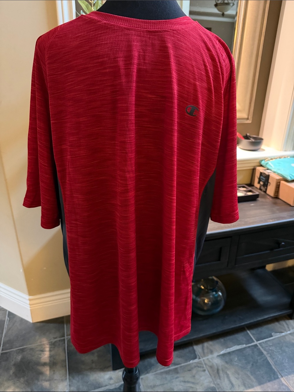 Champion Red and Black Short-Sleeve Athletic Tee